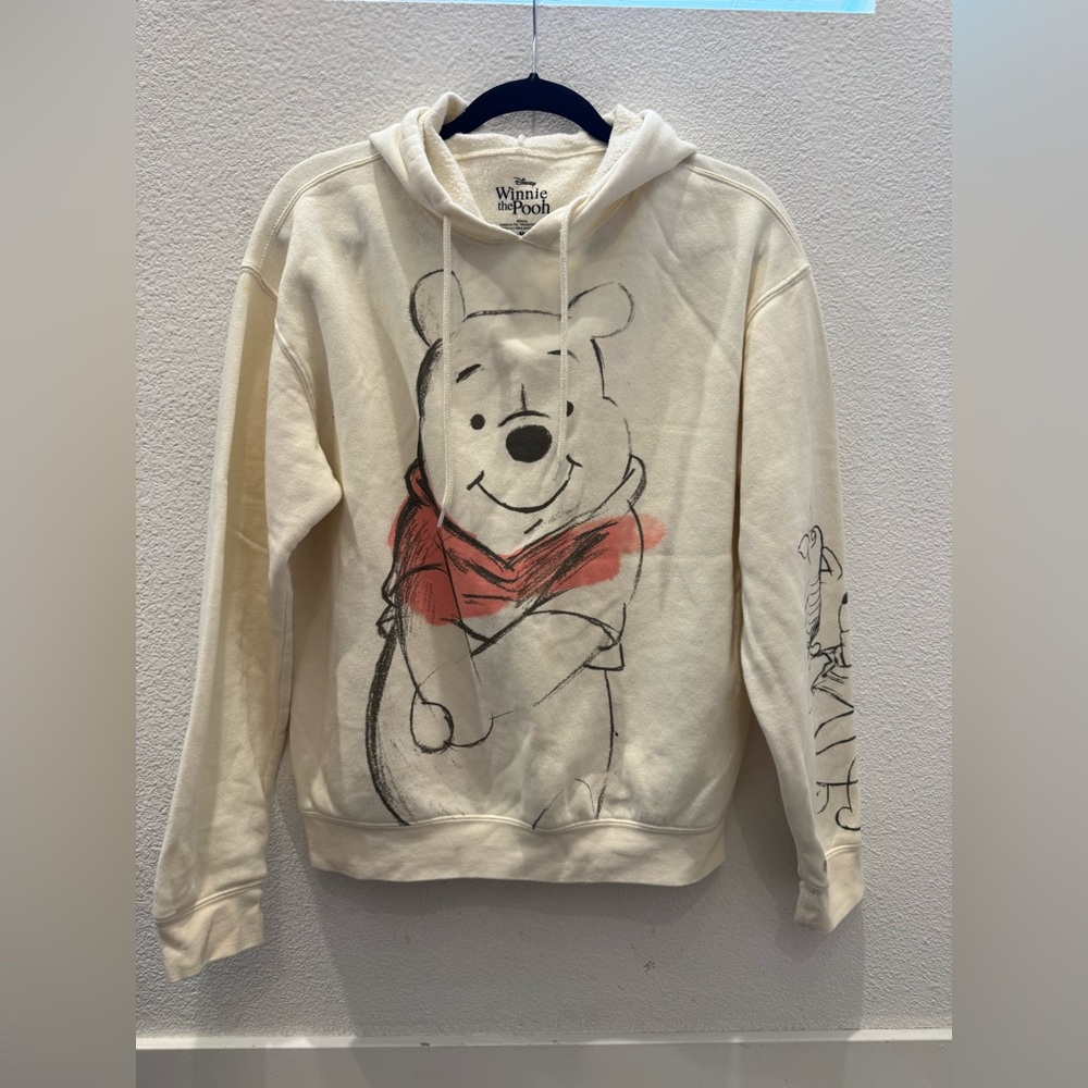 Disney Winnie the Pooh fleece hoodie w/ sketch-style graphic on front & sleeve